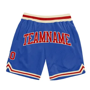 Custom Blue Red-Cream Authentic Throwback Basketball Shorts