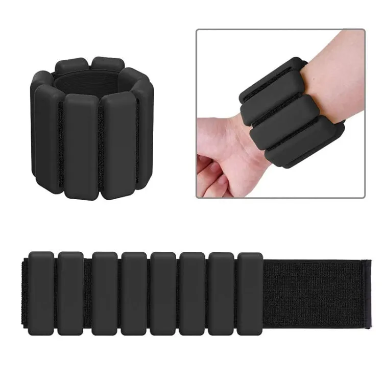 1pair 2 lbs Ankle Wrist Weight Bracelet Ring Fitness Wristband(Black)