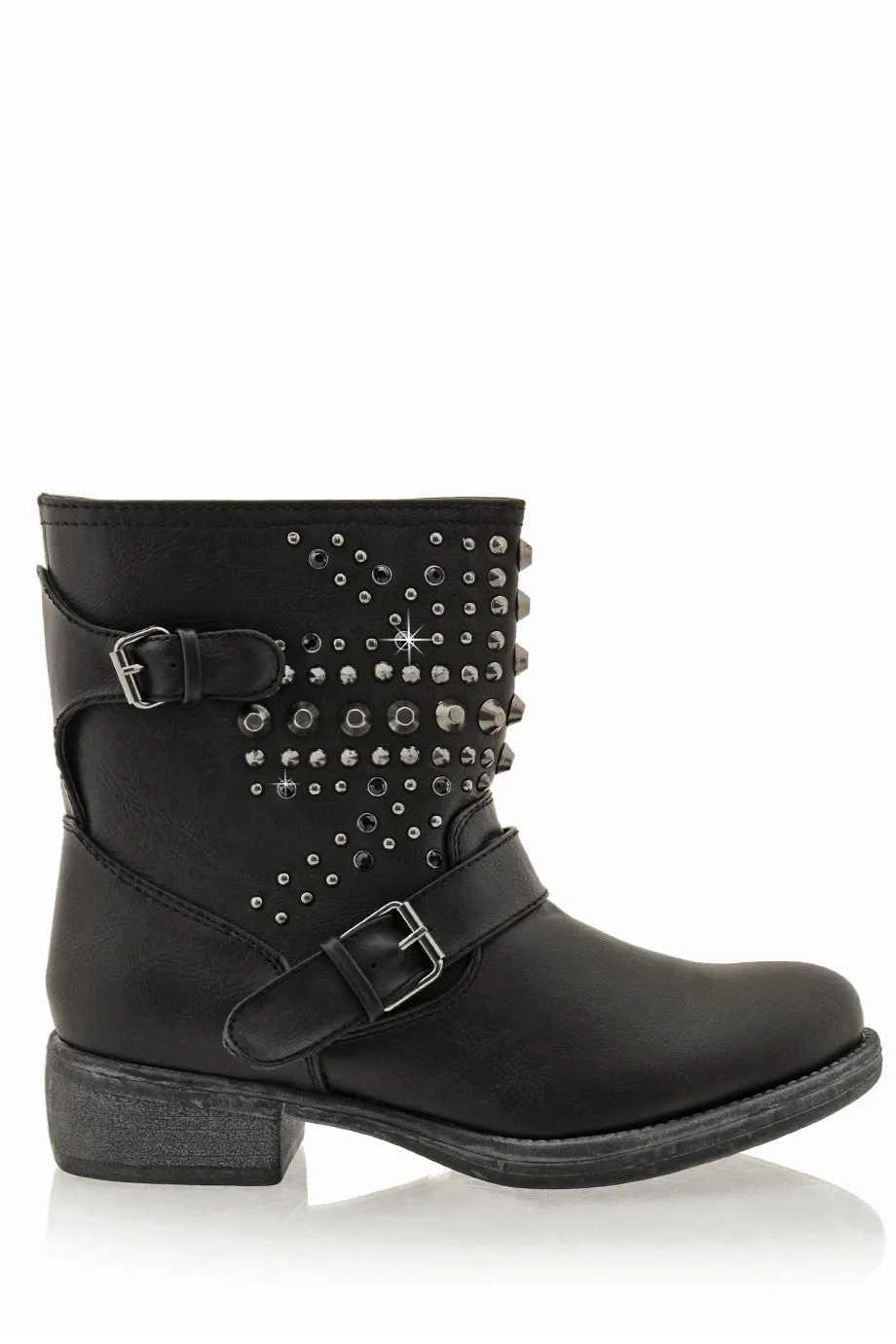 ABBEY Black Studded Ankle Boots