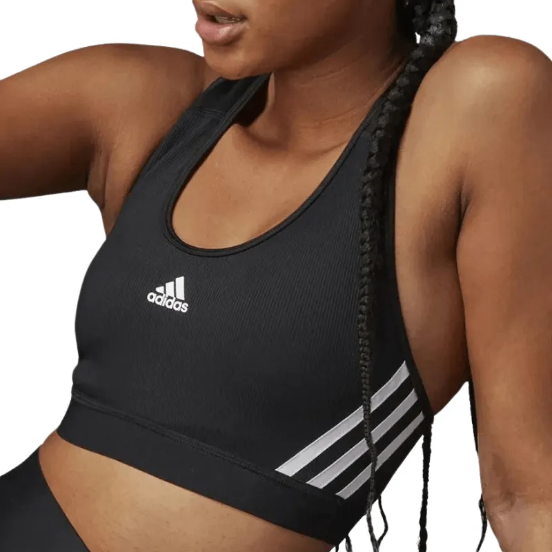 Adidas Womens Believe This 3-Stripes Medium Support Rib Bra