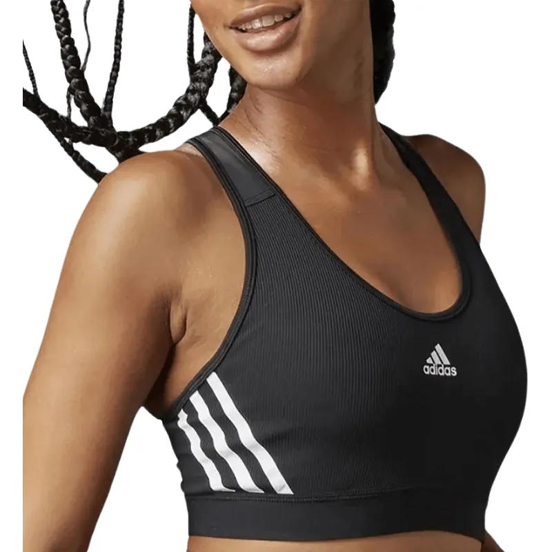 Adidas Womens Believe This 3-Stripes Medium Support Rib Bra