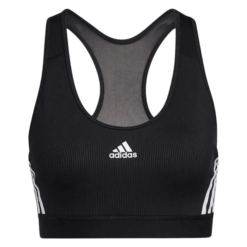 Adidas Womens Believe This 3-Stripes Medium Support Rib Bra