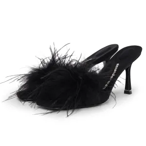 Alexander Wang Black Feather Lulu 85 Slides 38