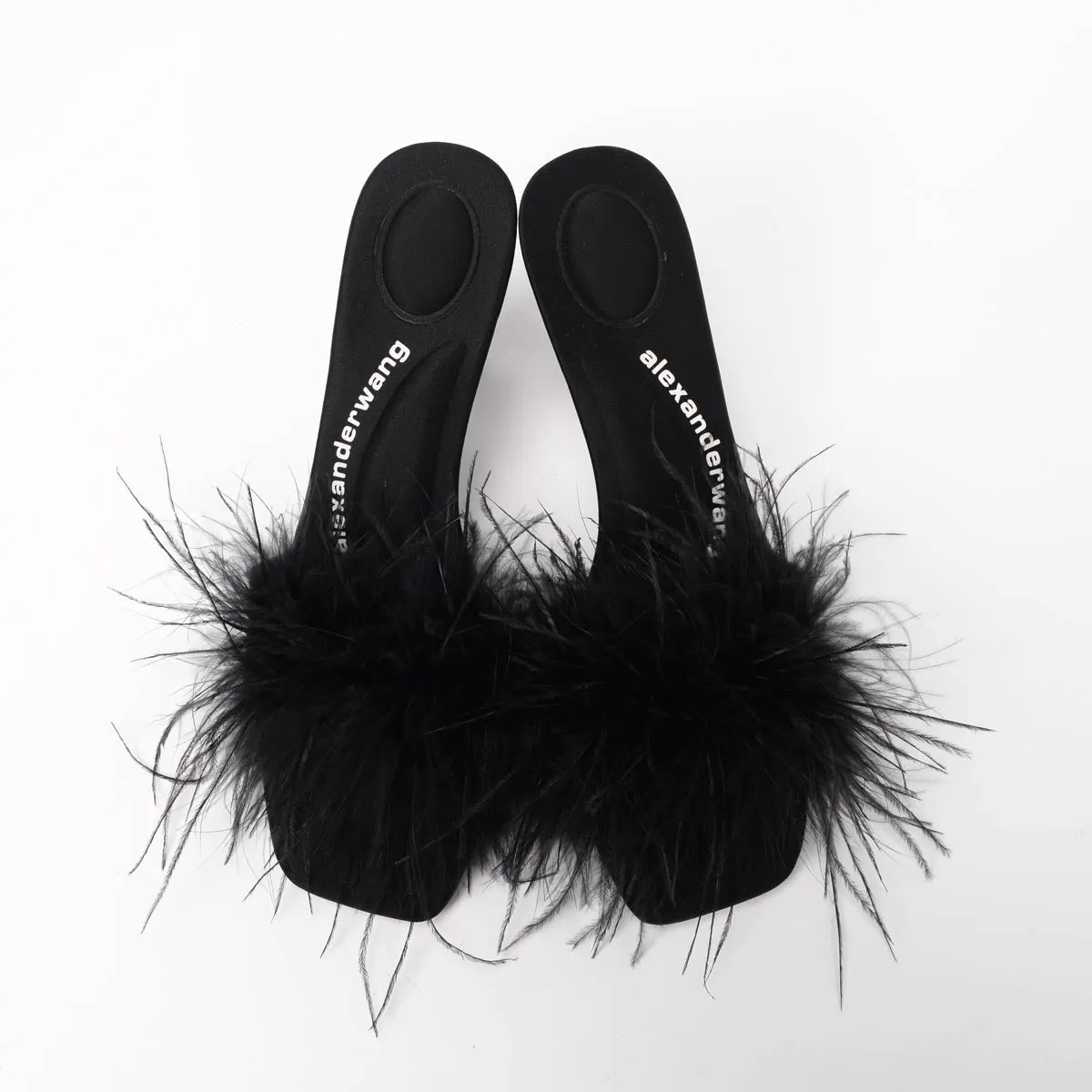 Alexander Wang Black Feather Lulu 85 Slides 38