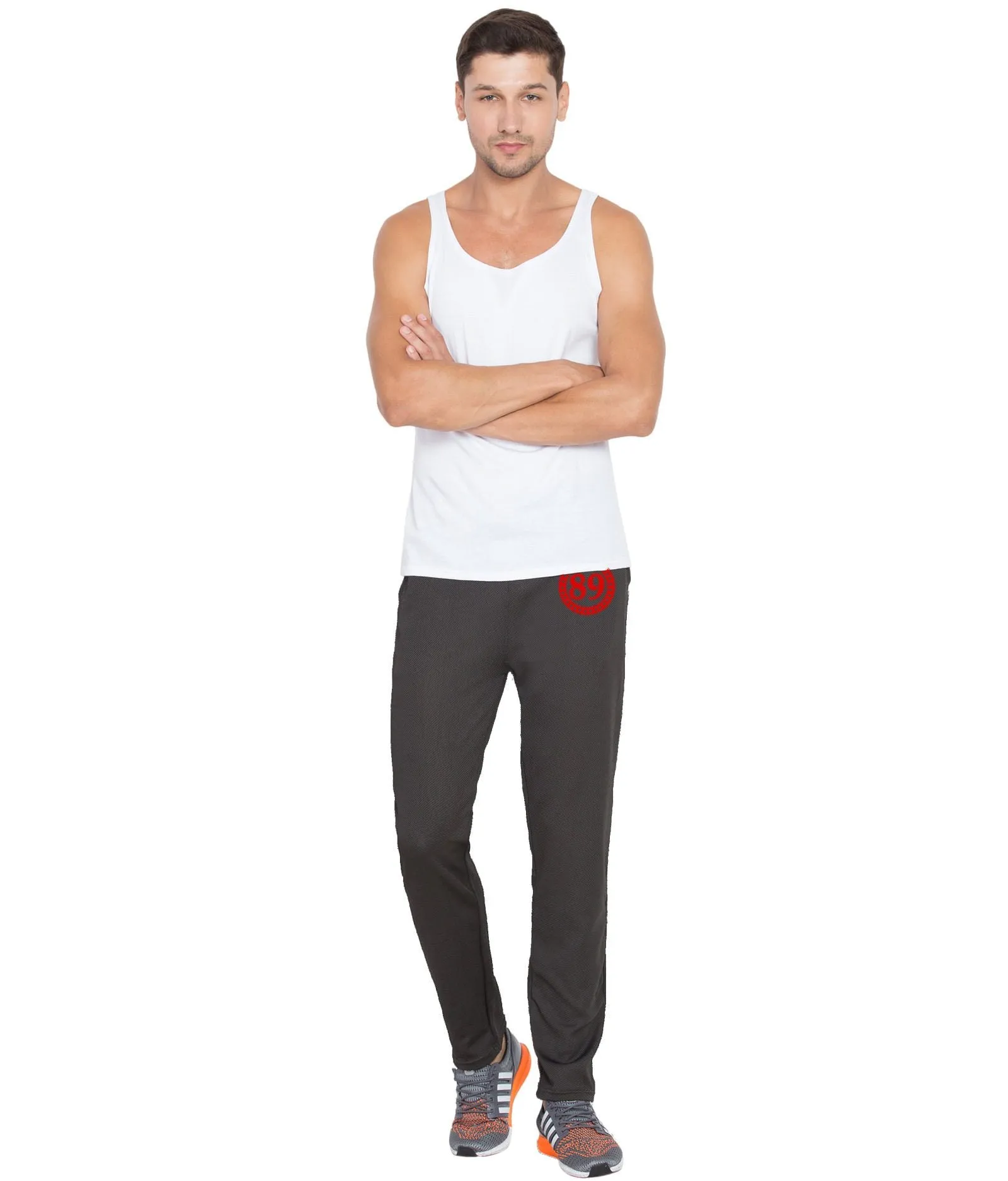 American-Elm Printed Black Polyester Sporty Active Track Pant, Gym Wear for men