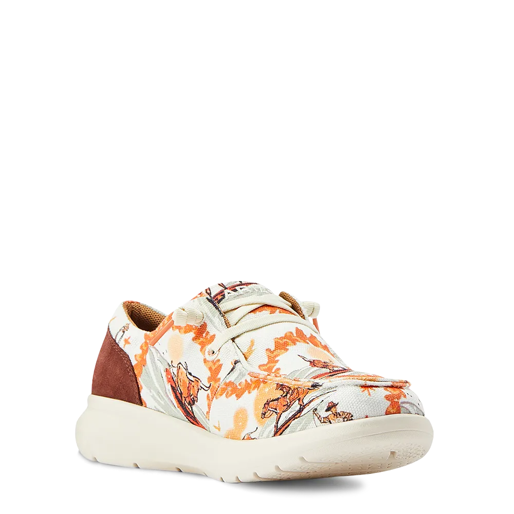 Ariat Ladies Hilo Aloha Surfing Longhorn Print White Shoes 10044521