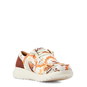 Ariat Ladies Hilo Aloha Surfing Longhorn Print White Shoes 10044521