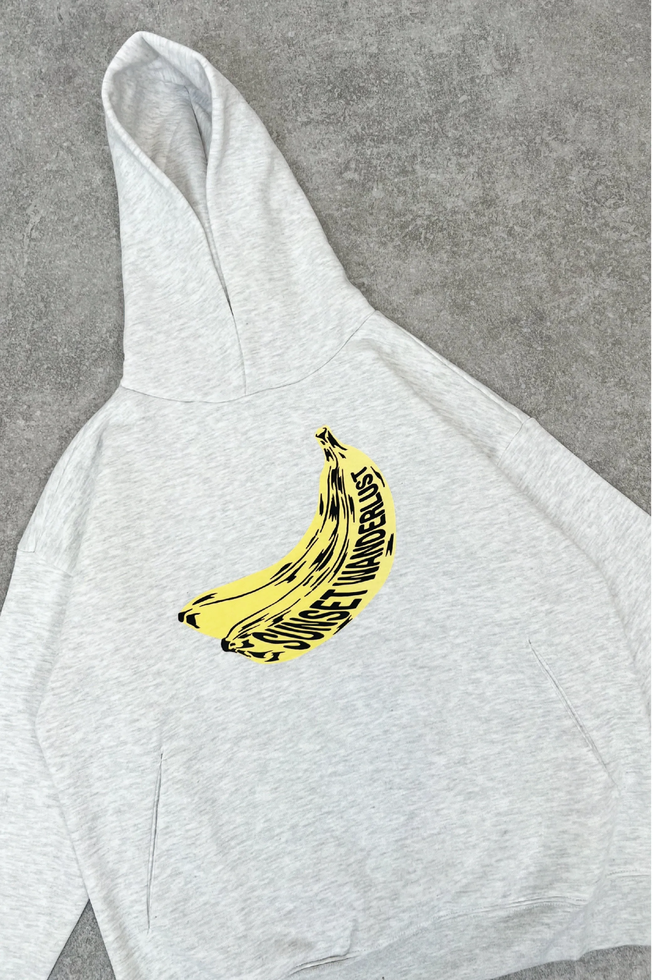 Banana marl grey printed hoodie loungewear