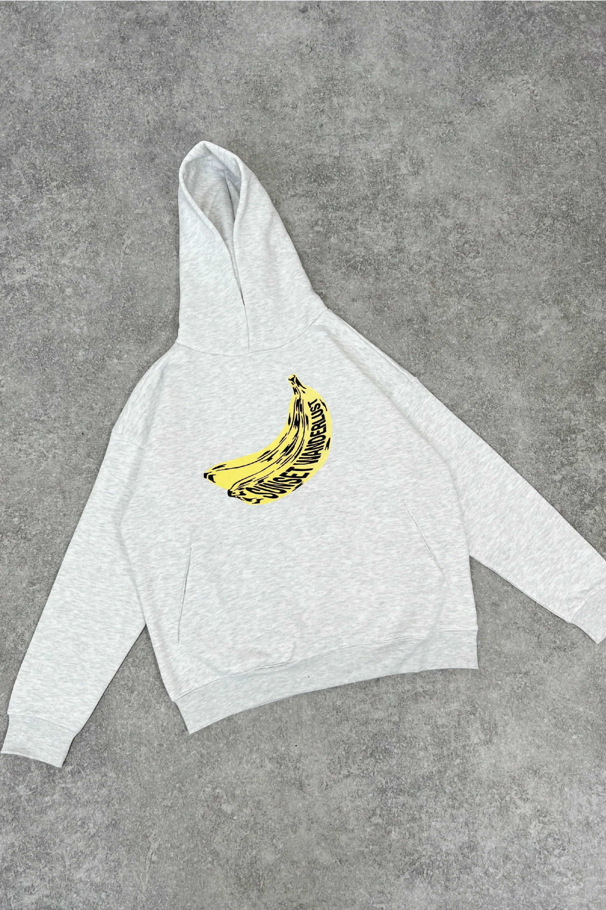 Banana marl grey printed hoodie loungewear