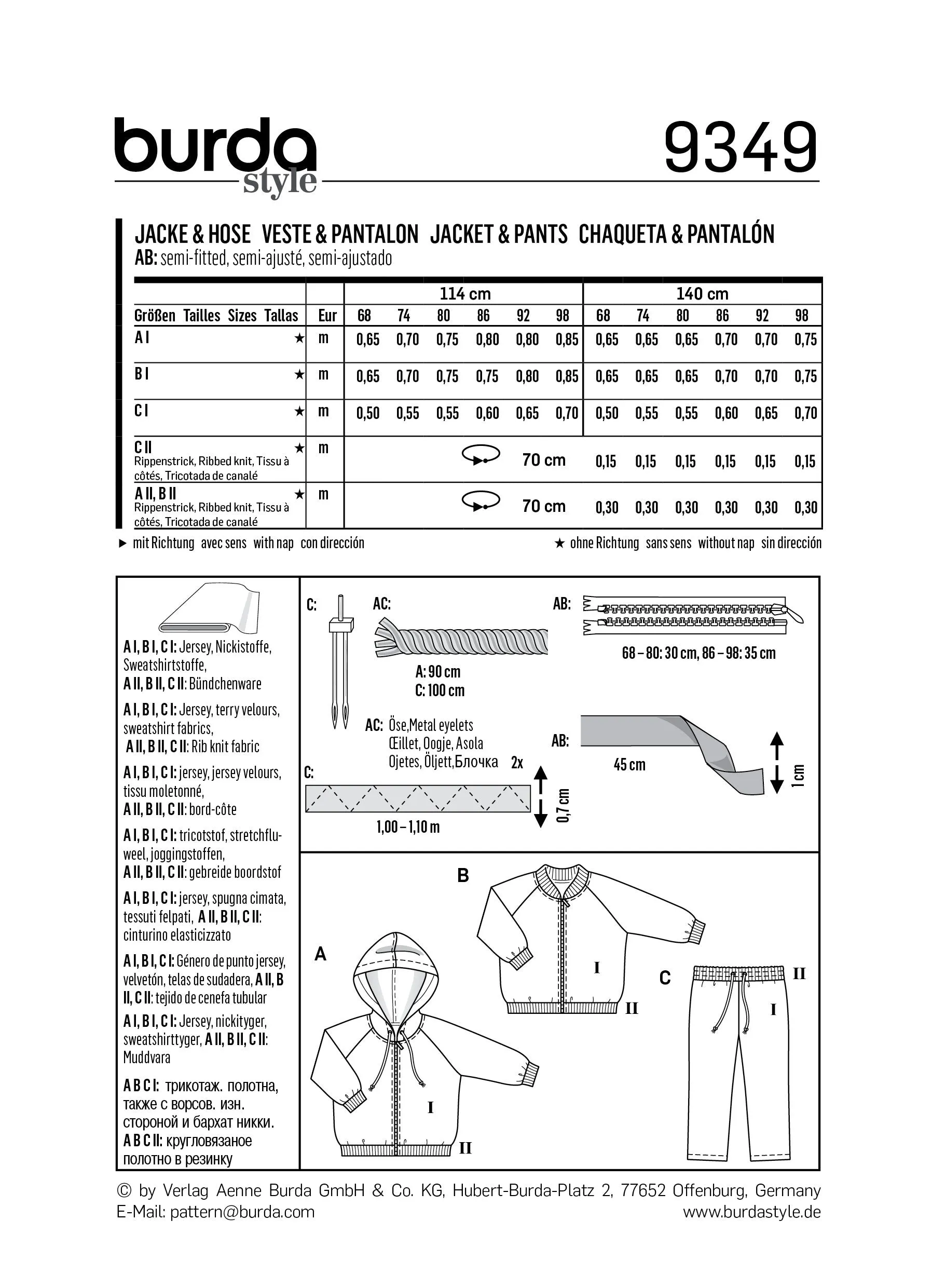 BD9349 Baby's Jogging Suit | Burda style pattern