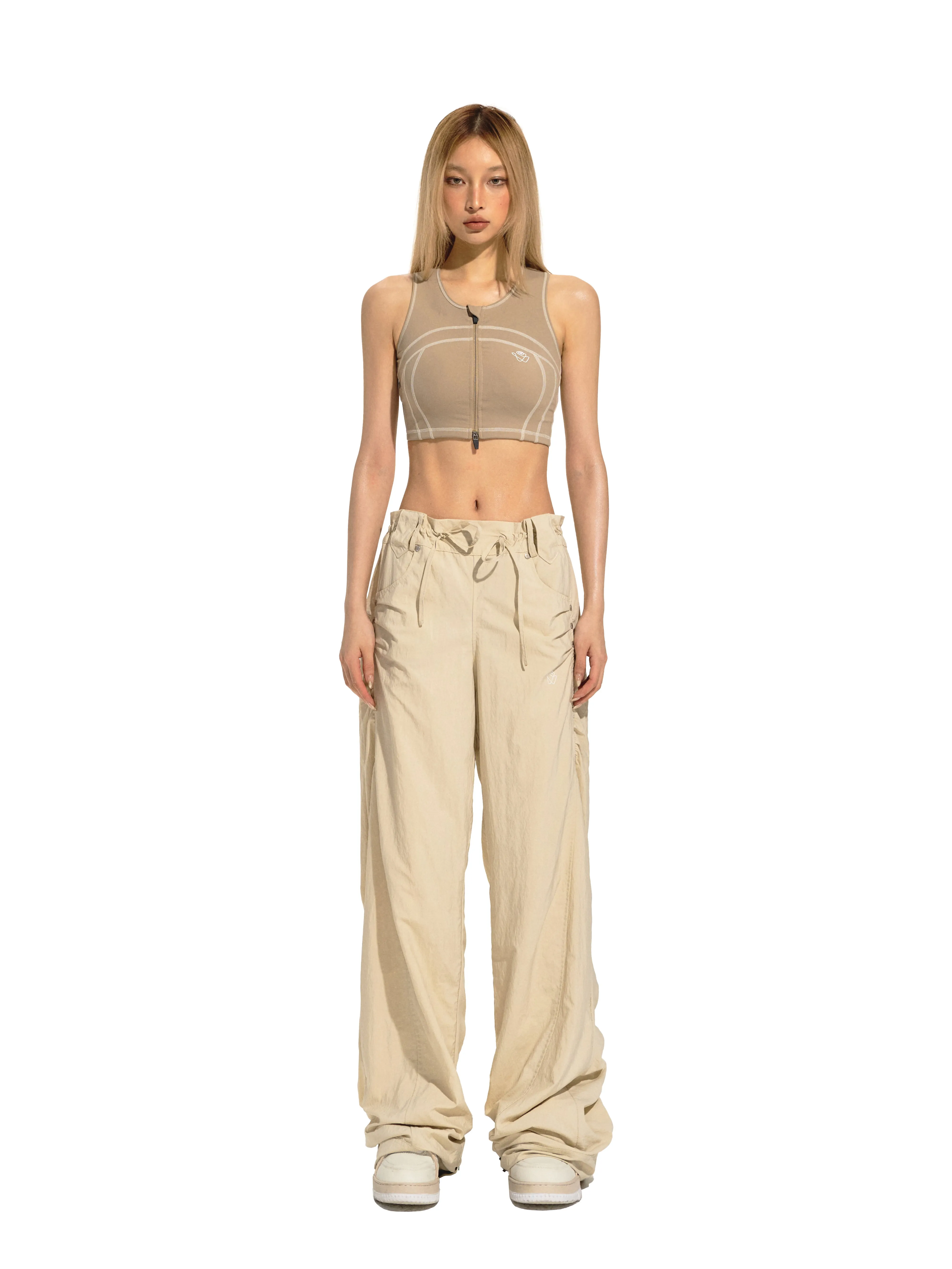 Beige Fabric Protector Jogging Pants