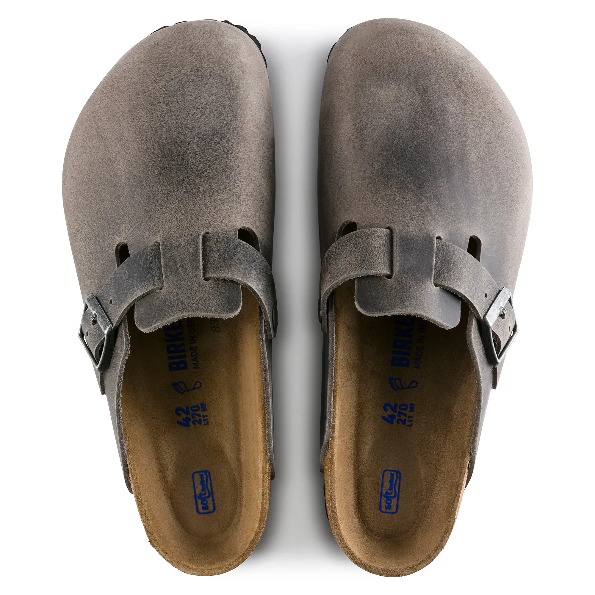 Birkenstock Boston Oiled Leather Soft Footbed Color: Iron (REGULAR/WIDE WIDTH)