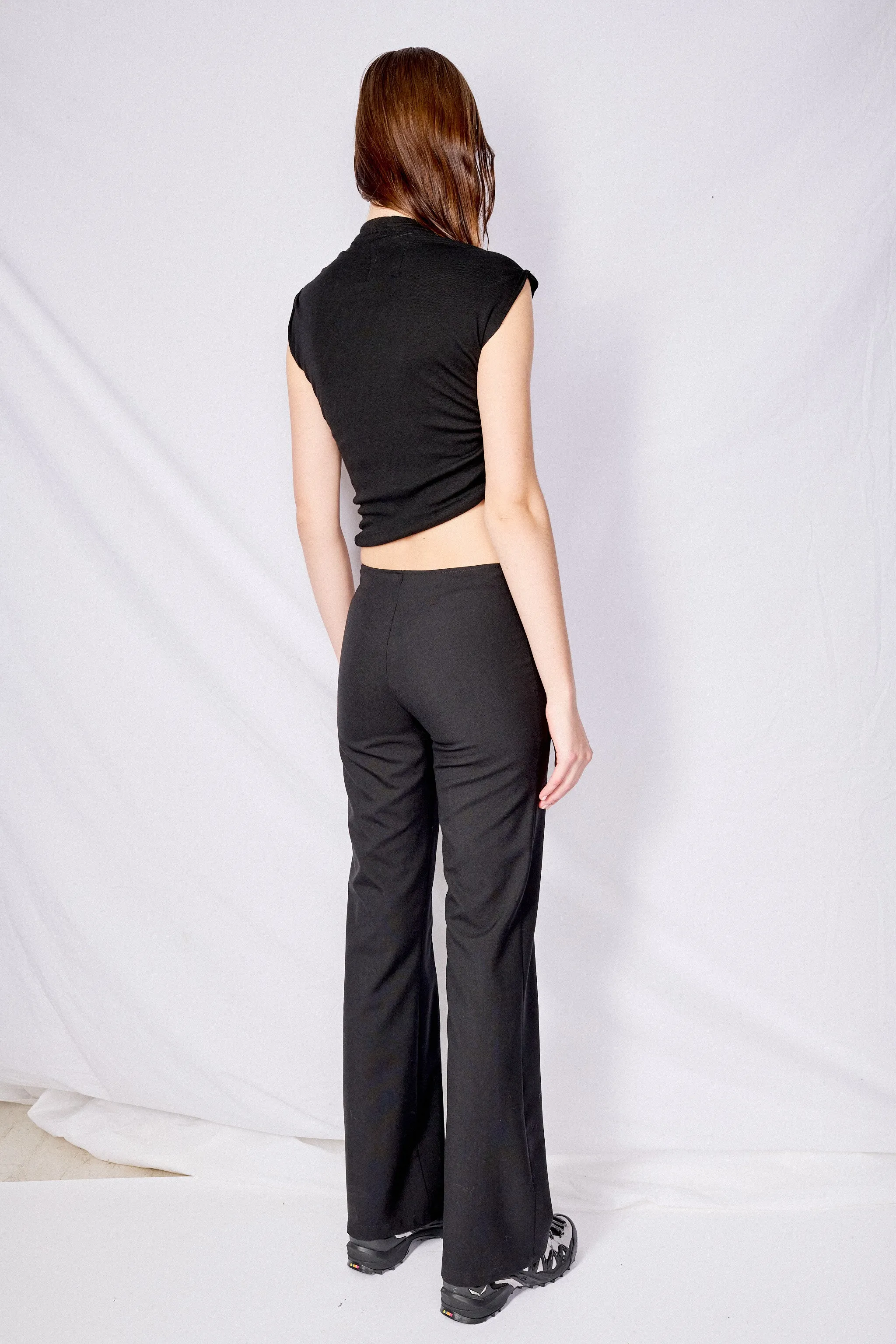 Black Suiting Hook Front Flare Pant