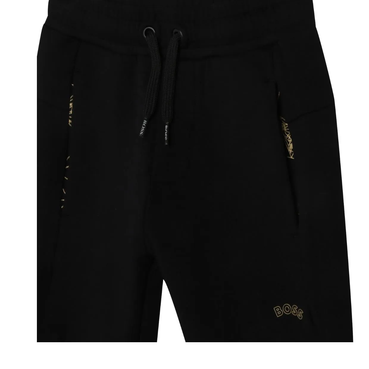 BOSS Kids Gold Curved Logo Jogging Bottoms