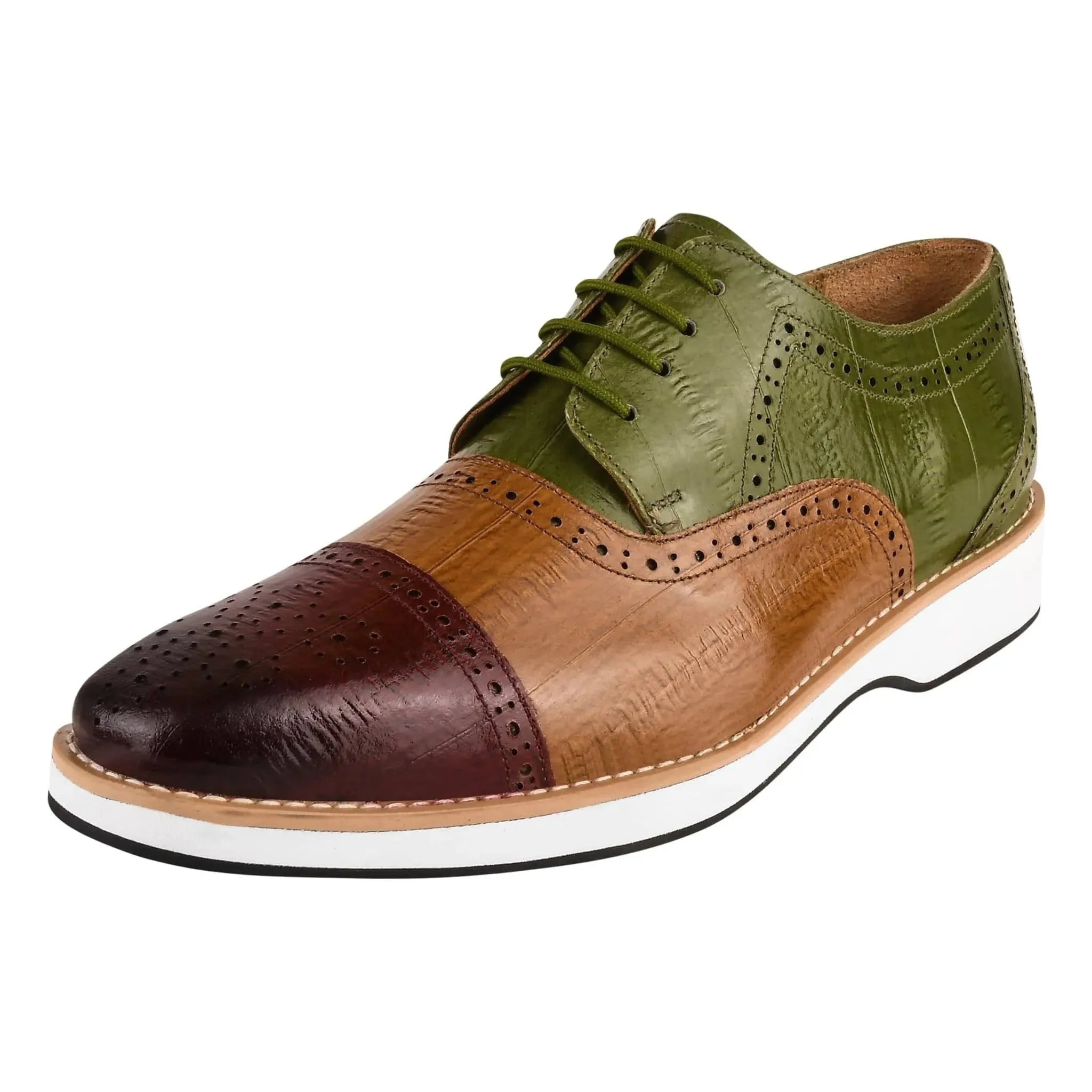 Brandon Men's EEL Print Leather Oxford Shoes