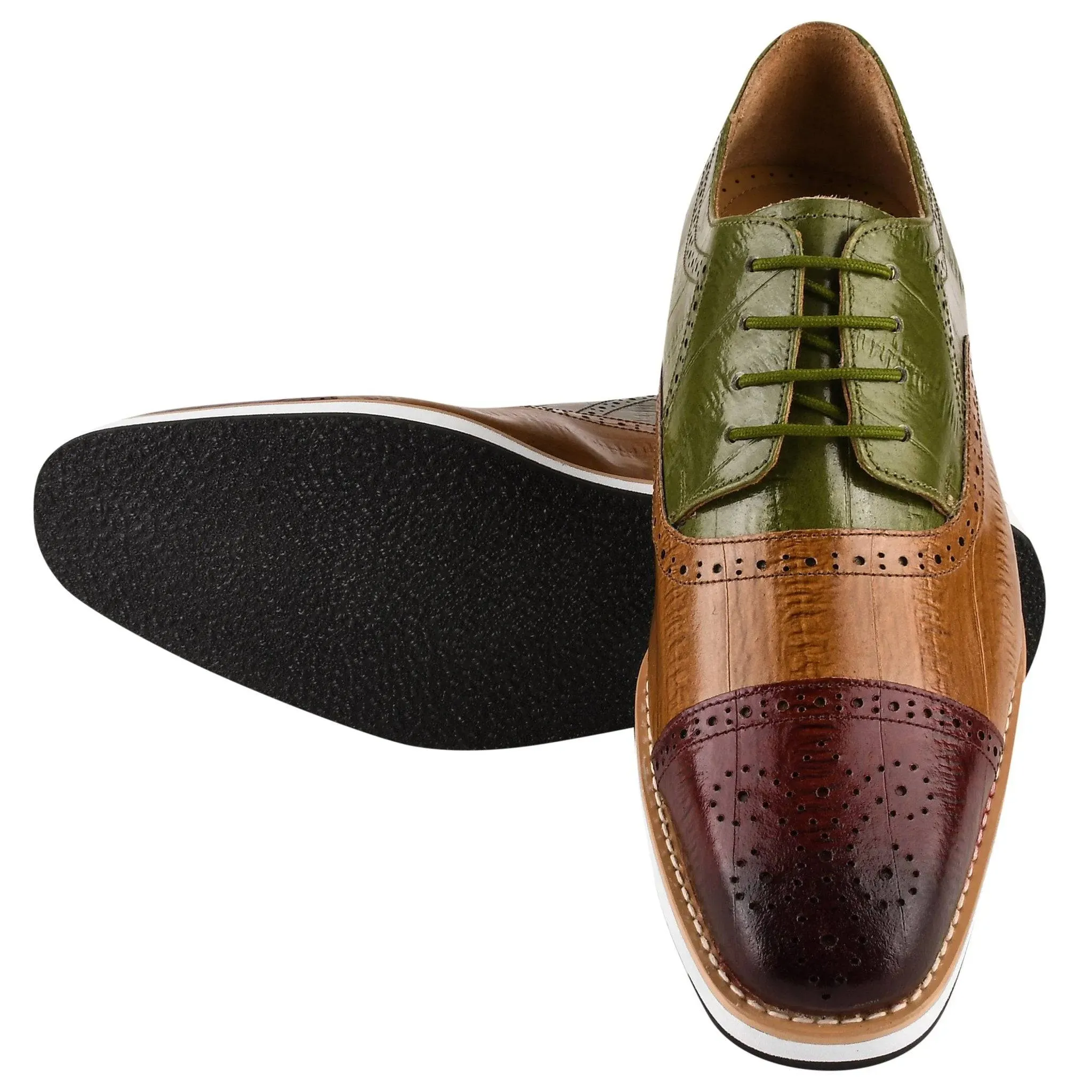 Brandon Men's EEL Print Leather Oxford Shoes