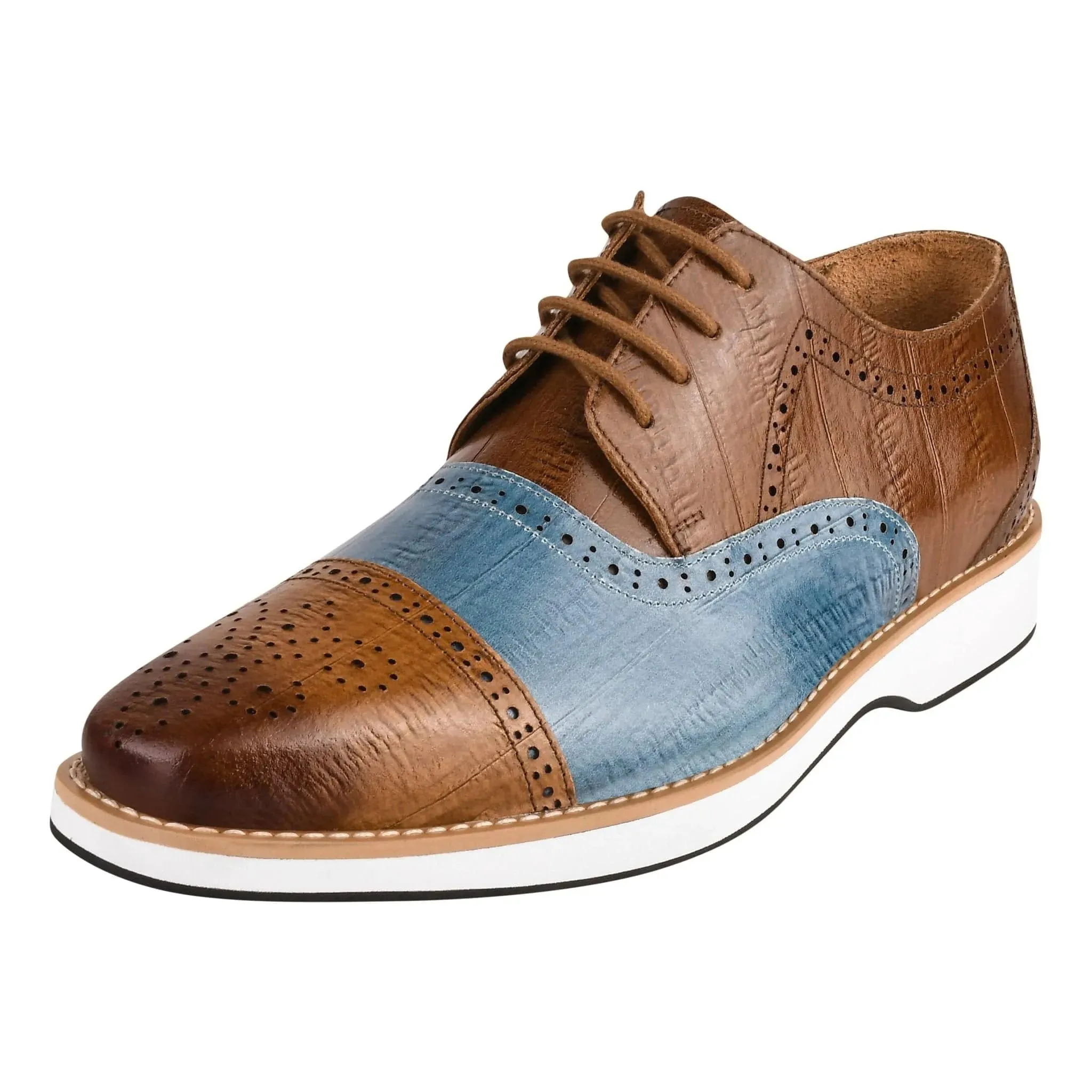 Brandon Men's EEL Print Leather Oxford Shoes