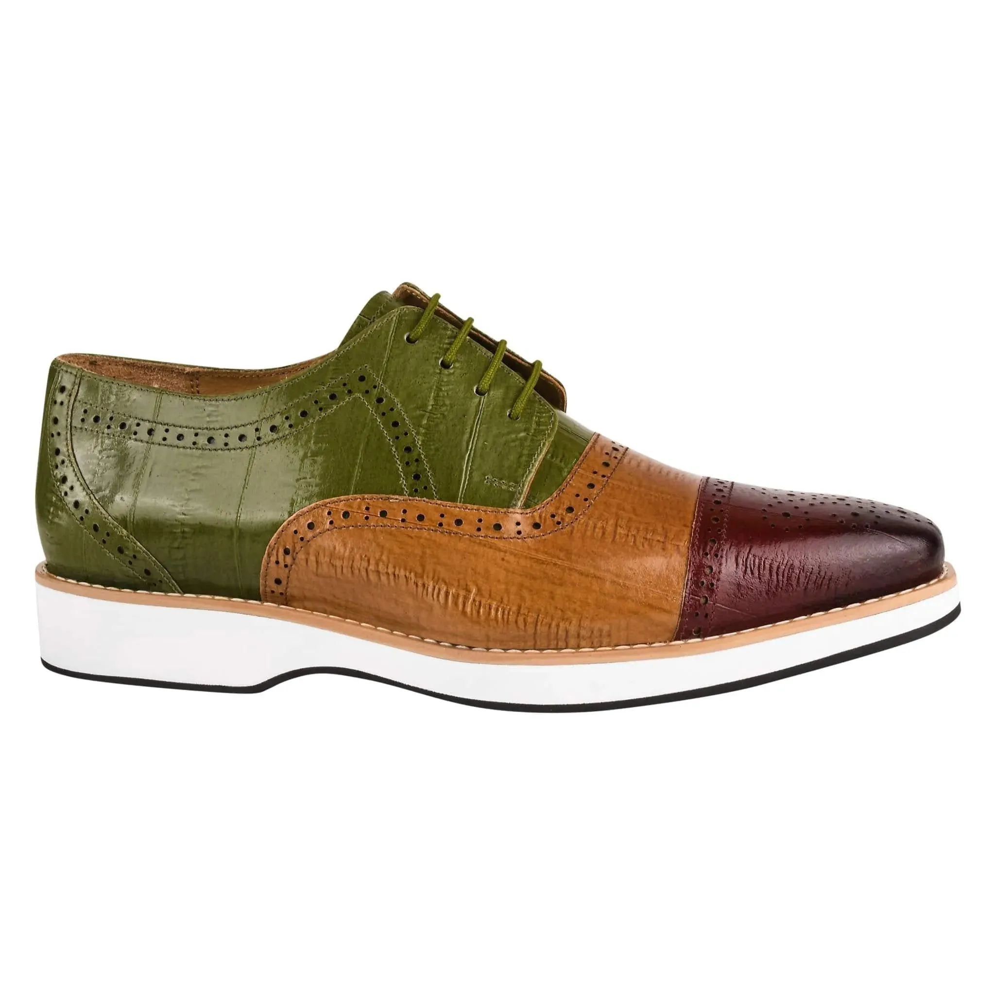 Brandon Men's EEL Print Leather Oxford Shoes