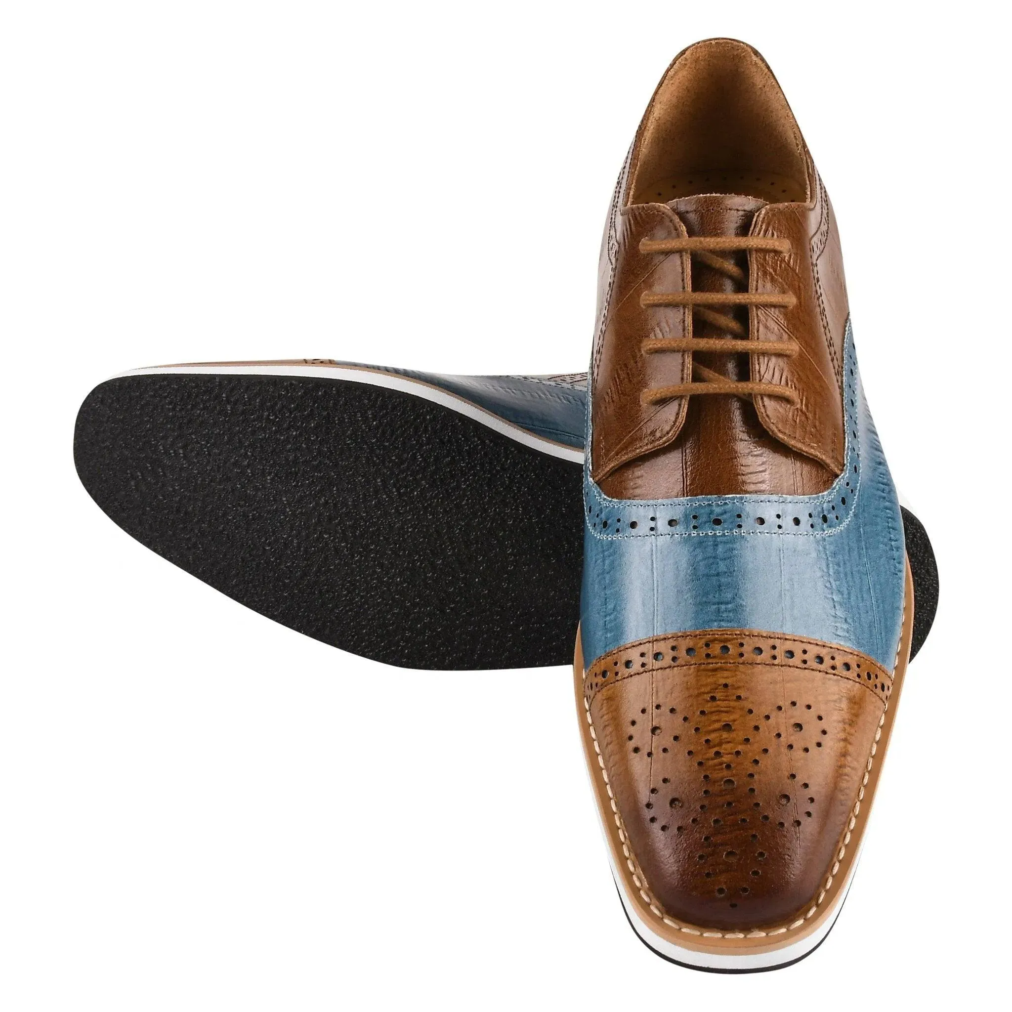 Brandon Men's EEL Print Leather Oxford Shoes