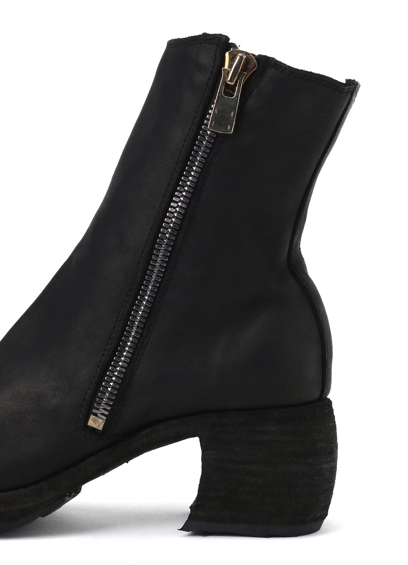 CALF GRAIN BK OBLIQUE SIDE ZIP BOOTS