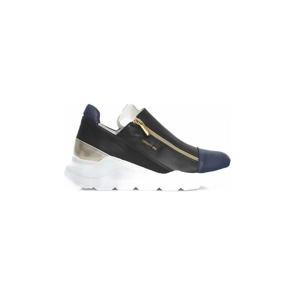 Cerruti 1881 Black Goat Leather Women Sneaker