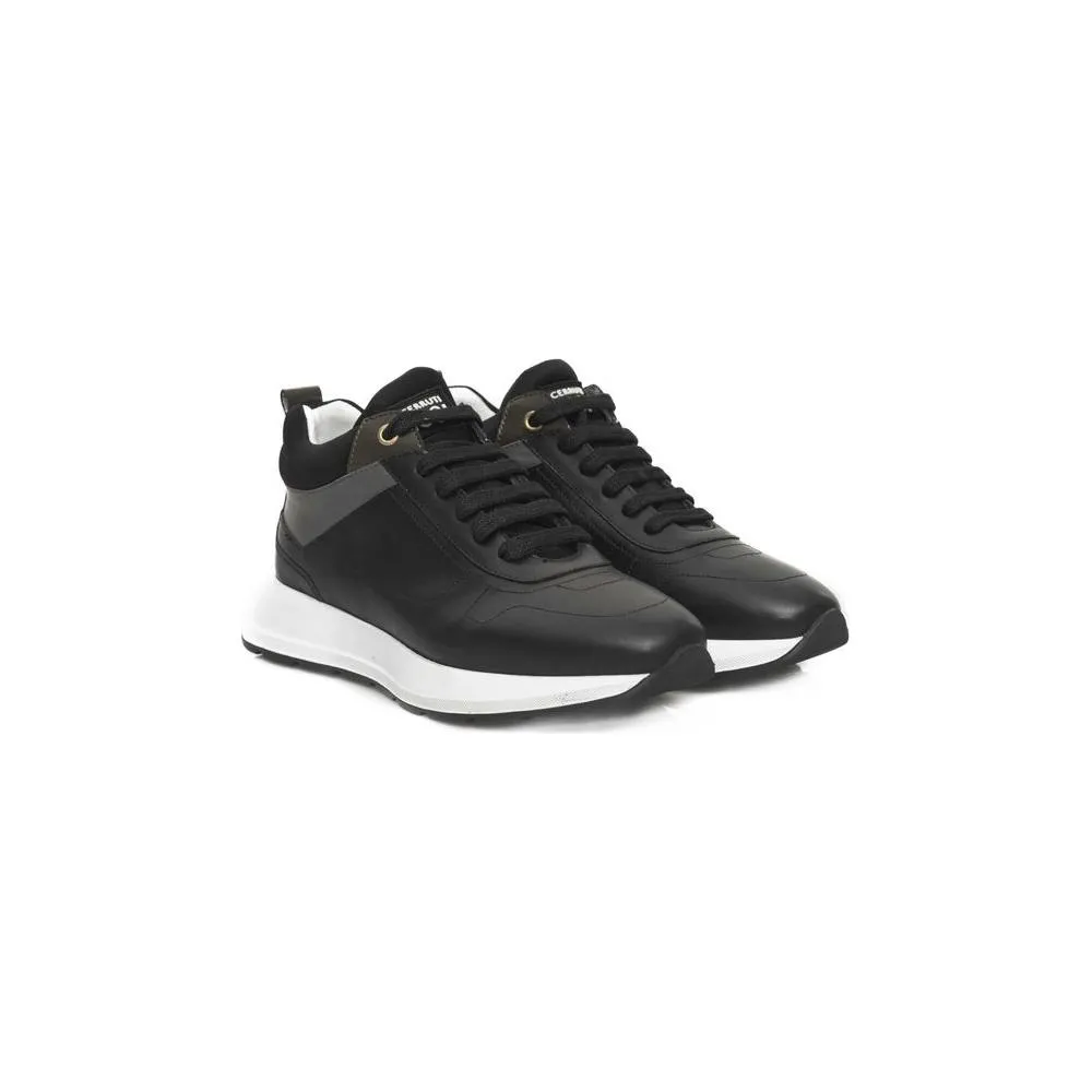 Cerruti 1881 Black Leather Women Sneaker