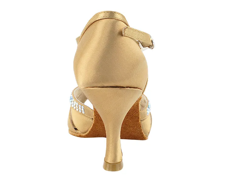 Competitive Dancer Series- Tan Satin w/Rhinestones Dance Sandal