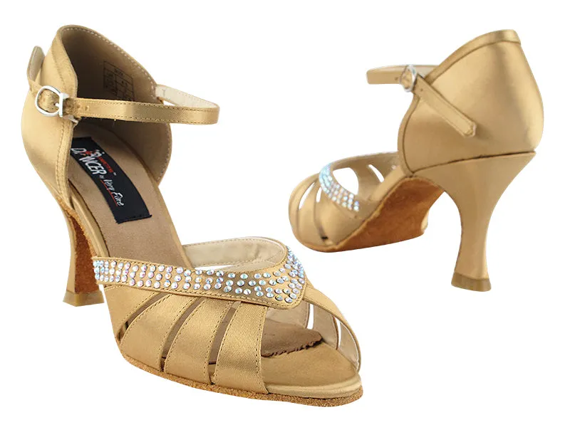 Competitive Dancer Series- Tan Satin w/Rhinestones Dance Sandal