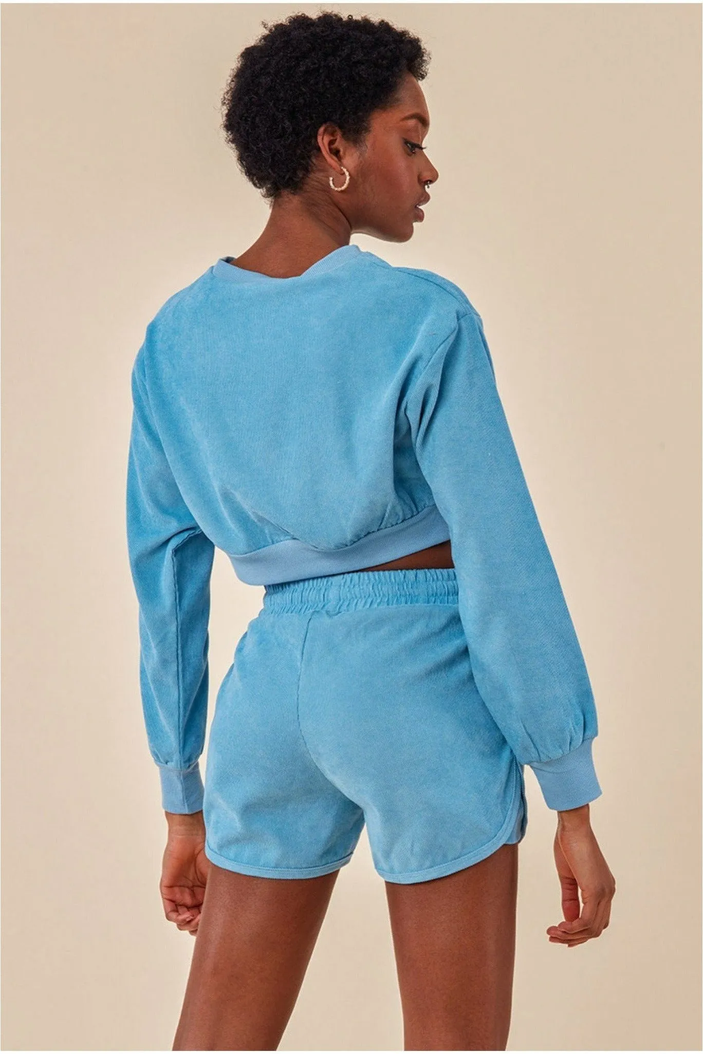 Cosmochic Oversized Cropped Jumper & Short Set - Blue