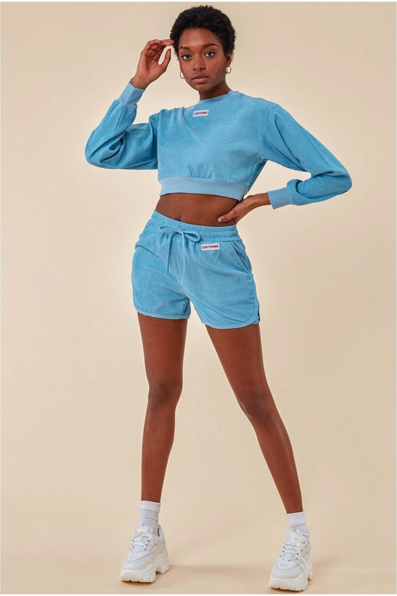 Cosmochic Oversized Cropped Jumper & Short Set - Blue