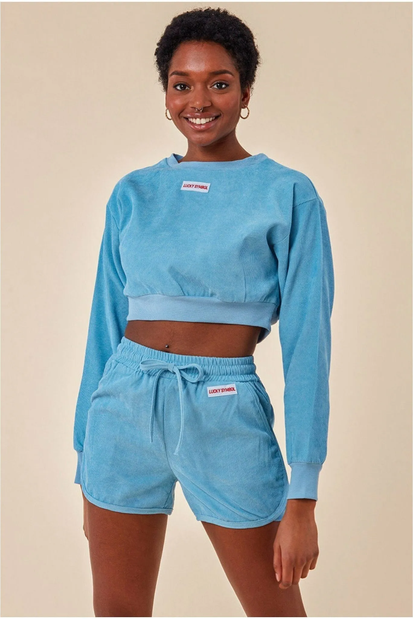 Cosmochic Oversized Cropped Jumper & Short Set - Blue