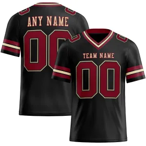 Custom Black Crimson-City Cream Mesh Authentic Football Jersey