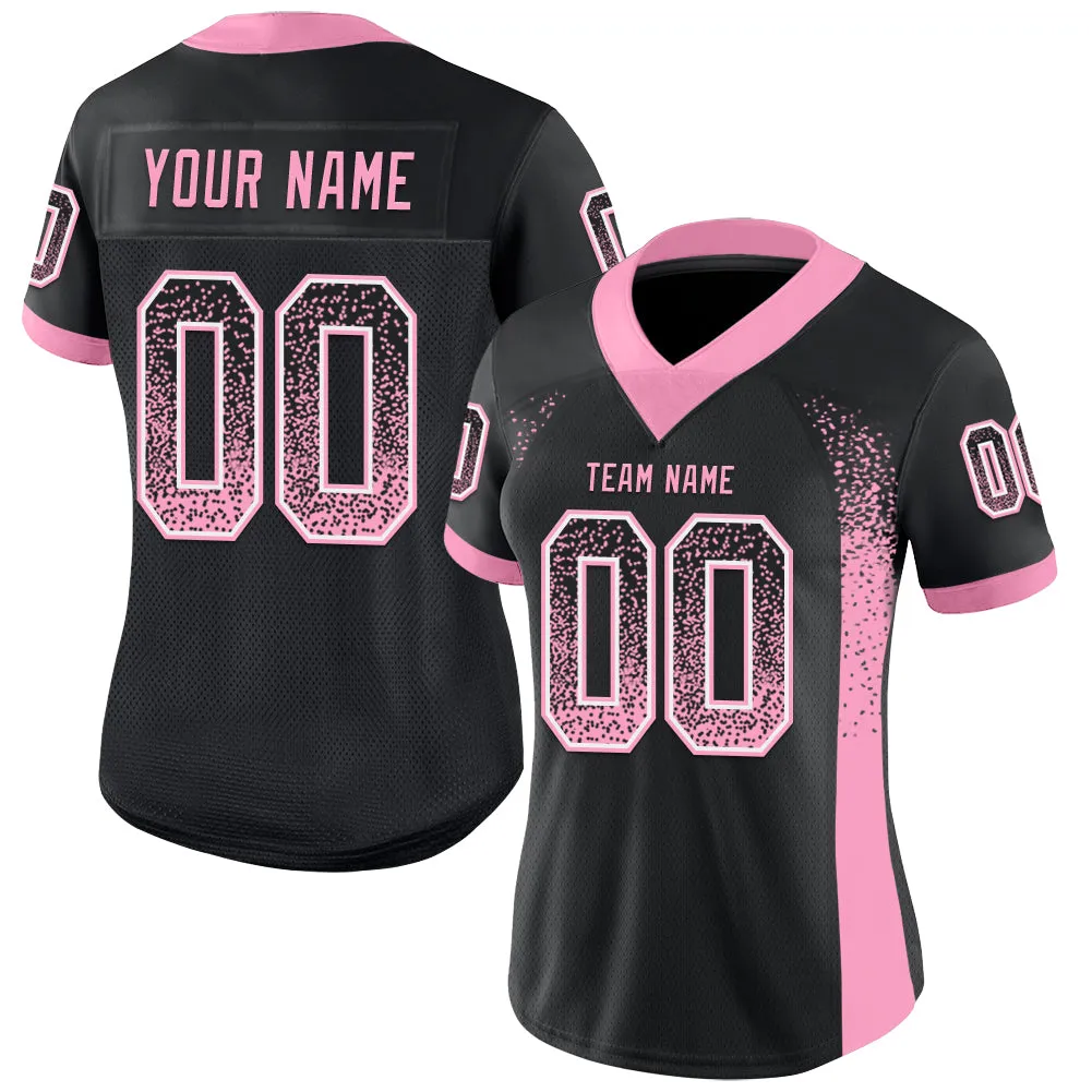 Custom Black Light Pink-White Mesh Drift Fashion Football Jersey