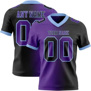 Custom Black Purple-Light Blue Mesh Authentic Gradient Fashion Football Jersey