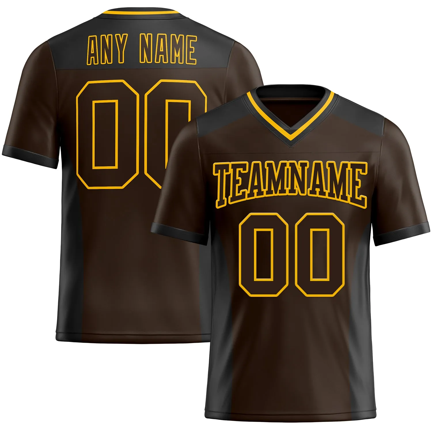 Custom Brown Gold-Black Mesh Authentic Football Jersey