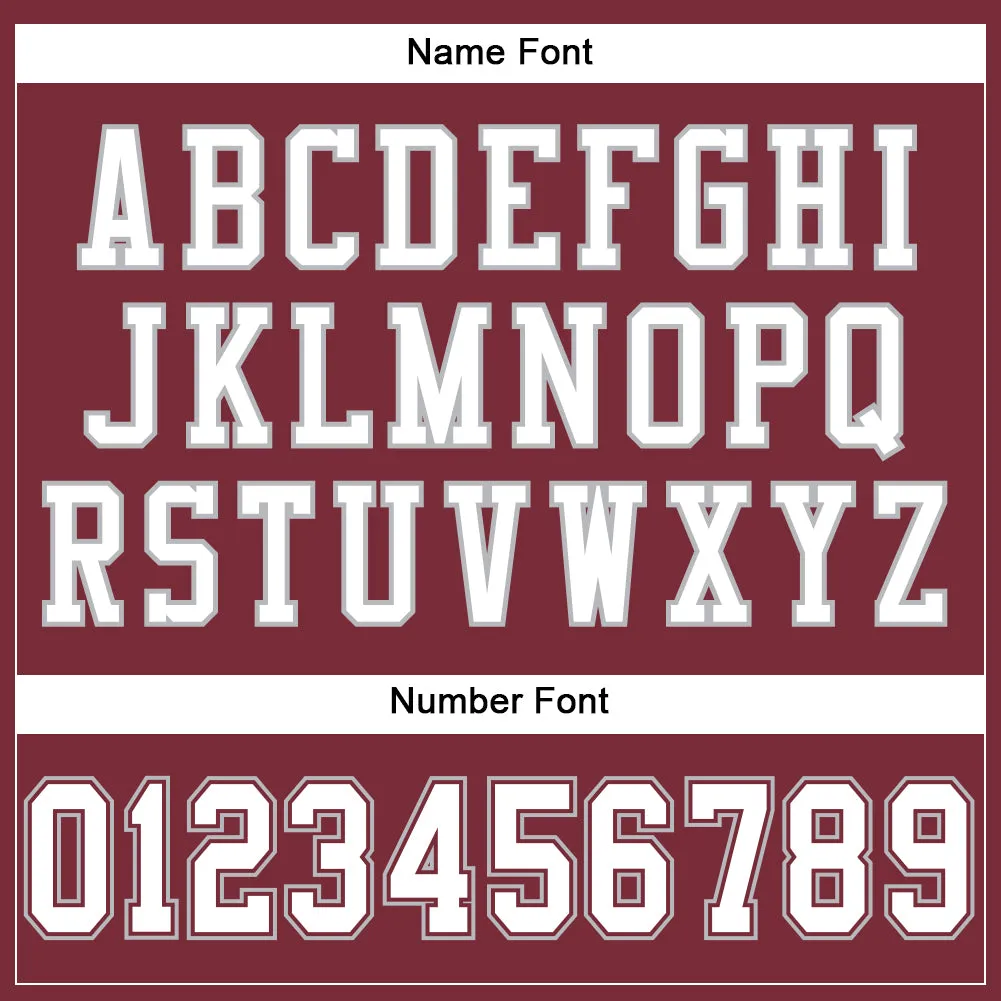 Custom Burgundy White-Gray Mesh Authentic Football Jersey