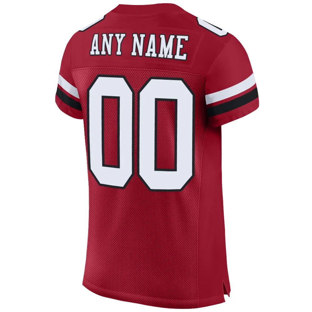 Custom Cardinal White-Black Mesh Authentic Football Jersey