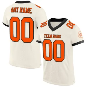 Custom Cream Orange-Black Mesh Authentic Football Jersey