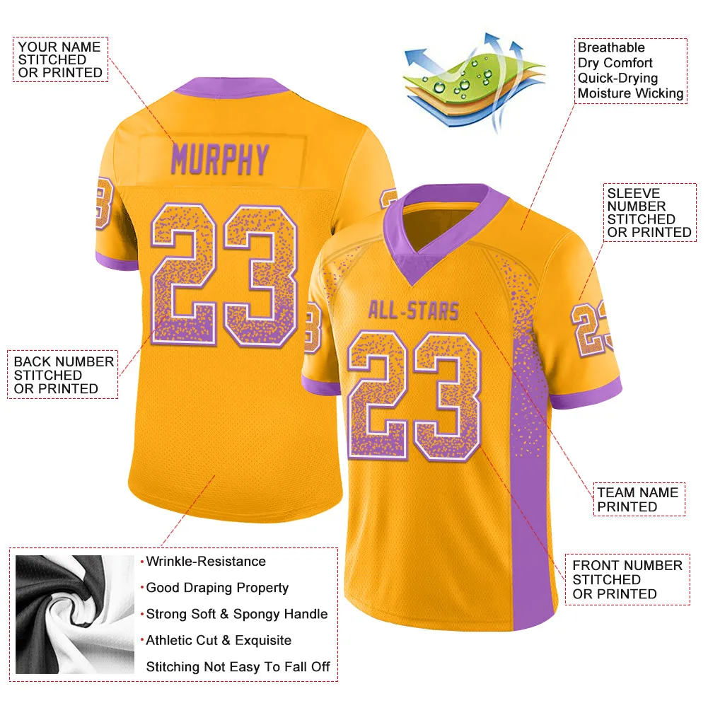 Custom Gold Medium Purple-White Mesh Drift Fashion Football Jersey