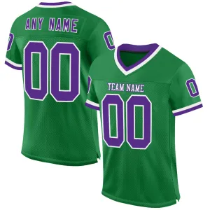 Custom Grass Green Purple-White Mesh Authentic Throwback Football Jersey