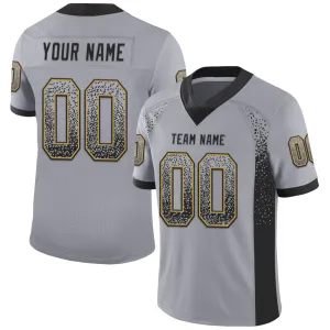 Custom Gray Black-Old Gold Mesh Drift Fashion Football Jersey