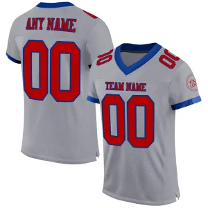 Custom Gray Red-Royal Mesh Authentic Football Jersey