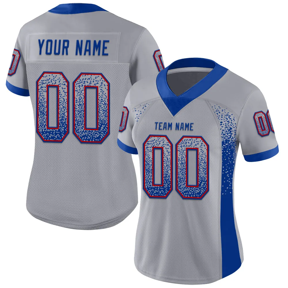 Custom Gray Royal-Red Mesh Drift Fashion Football Jersey