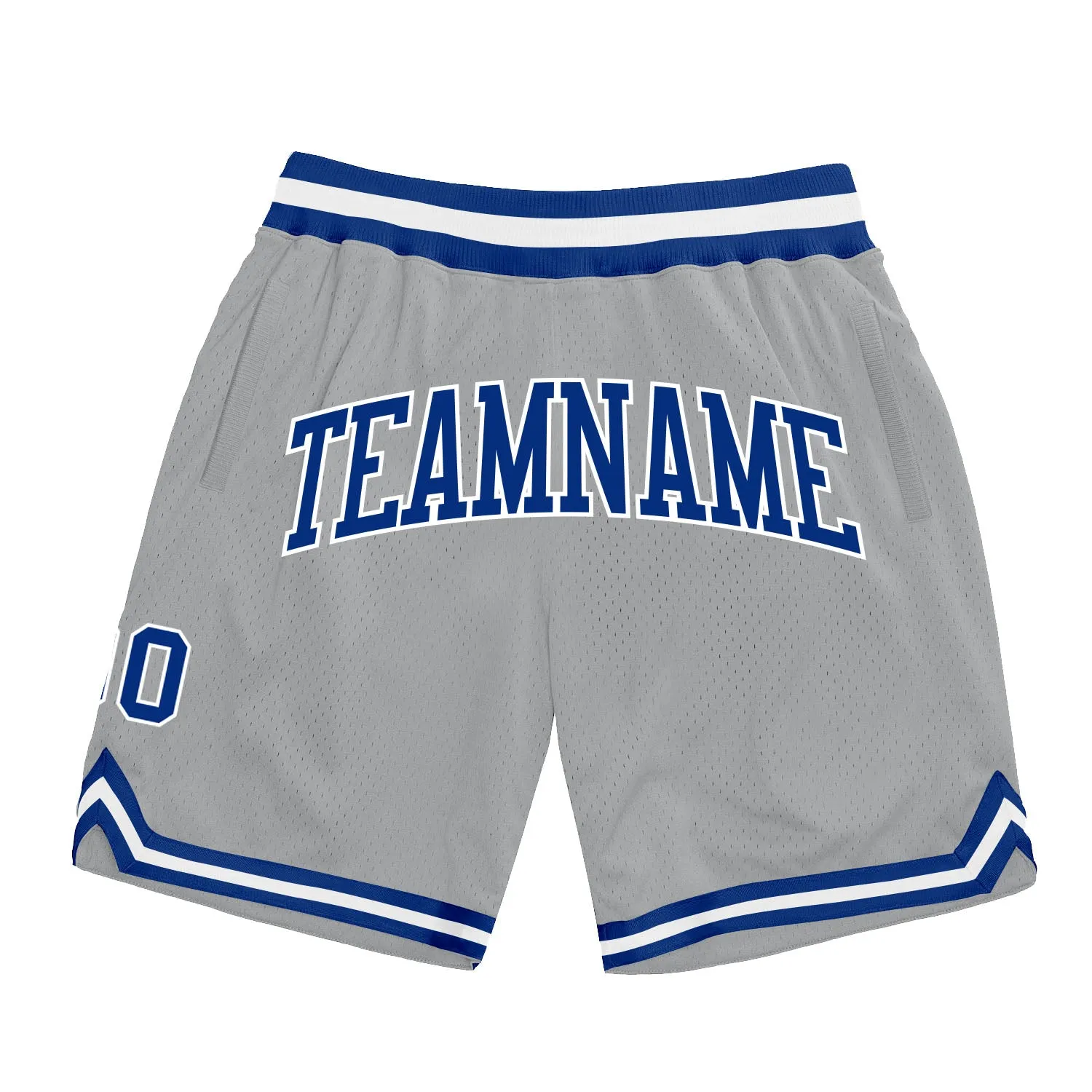 Custom Gray Royal-White Authentic Throwback Basketball Shorts