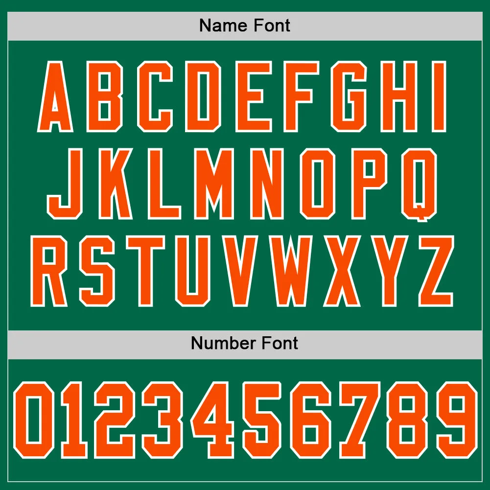 Custom Kelly Green Orange-White Mesh Authentic Throwback Football Jersey