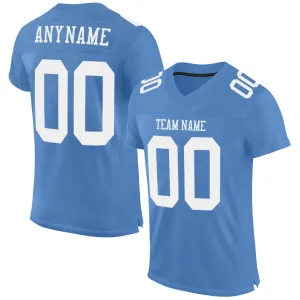 Custom Light Blue White Mesh Authentic Football Jersey