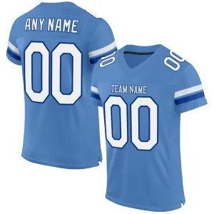 Custom Light Blue White-Royal Mesh Authentic Football Jersey