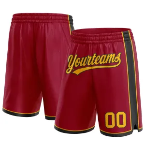 Custom Maroon Gold-Black Authentic Basketball Shorts