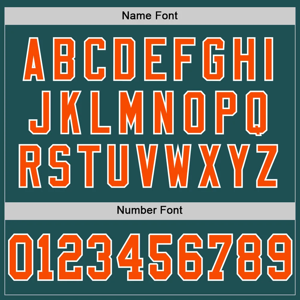 Custom Midnight Green Orange-White Mesh Authentic Throwback Football Jersey