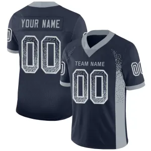 Custom Navy Light Gray-White Mesh Drift Fashion Football Jersey